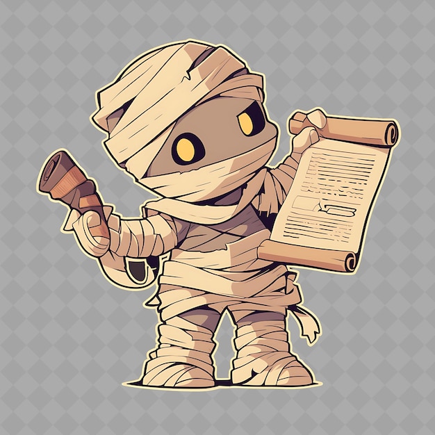 PSD png captivating and kawaii anime mummy boy with mummy bandages a creative chibi sticker collection