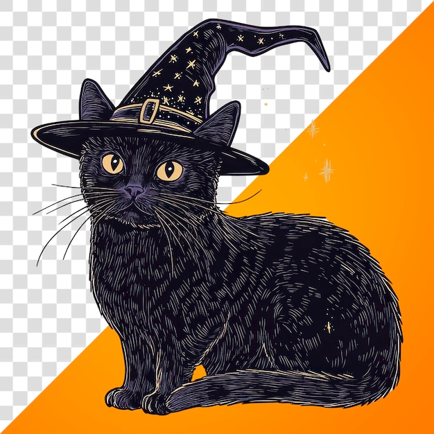 PNG 猫の帽子のイラスト 魔女