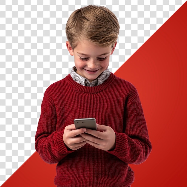 png a caucasian young boy sweater smiling phone