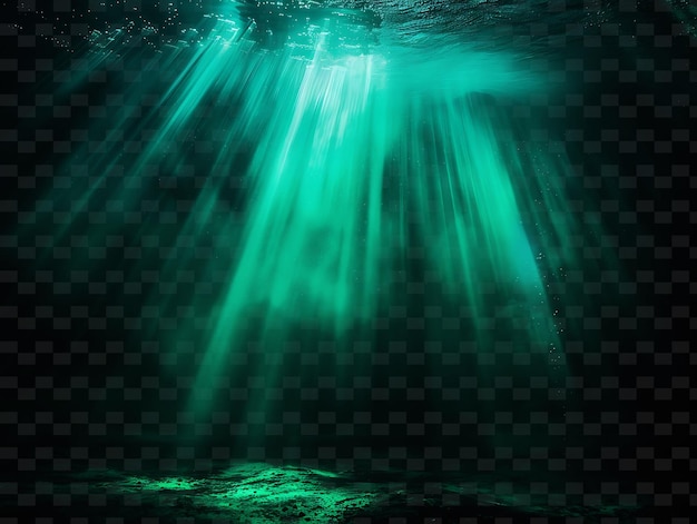 PSD png caustic light rays with bright light and green underwater co neon transparent y2k collections