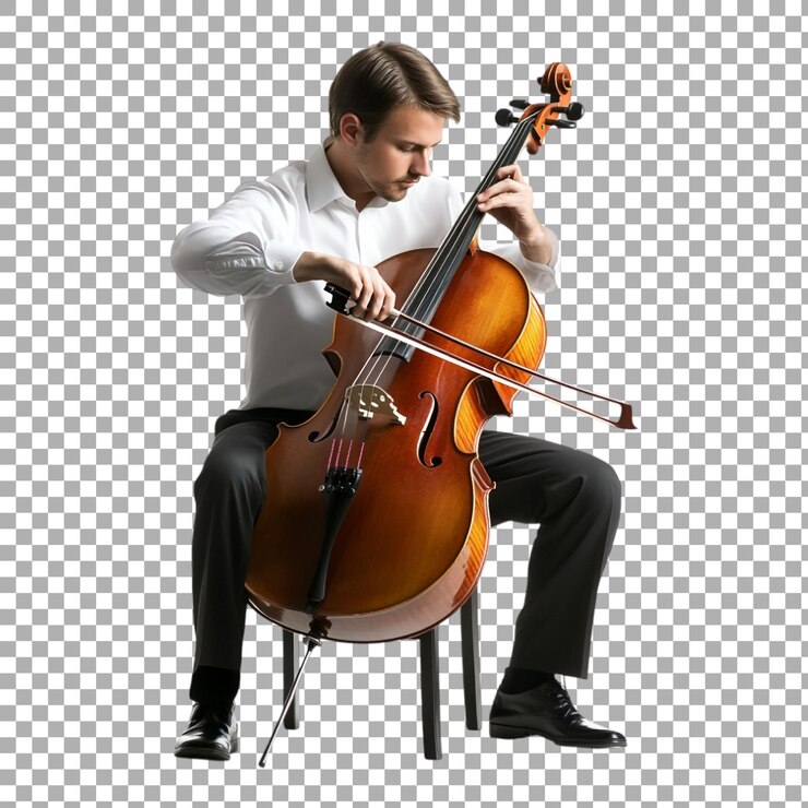 PSD png cello adult concentration wykonanie na przezroczystym tle