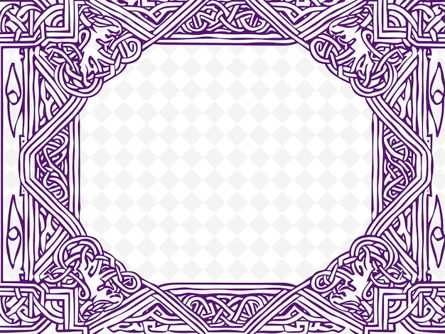 PSD png celtic cross frame art with knotwork and celtic harp decorat illustration frame art decorative