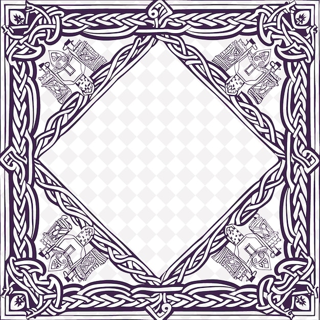 PSD png celtic folk art with knotwork patterns and shamrocks for dec traditional unique frame decorative