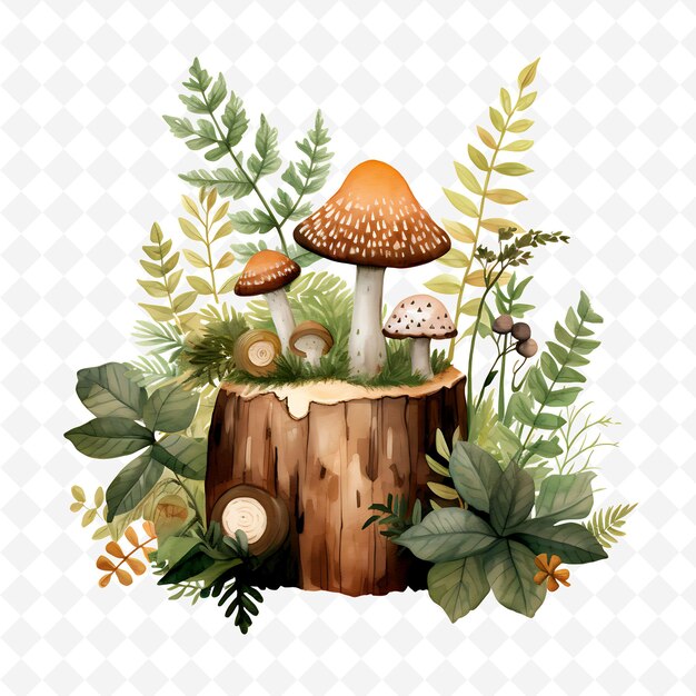 PSD png charming nature garden acquerel garden clipart t-shirt design adesivo su sfondo bianco