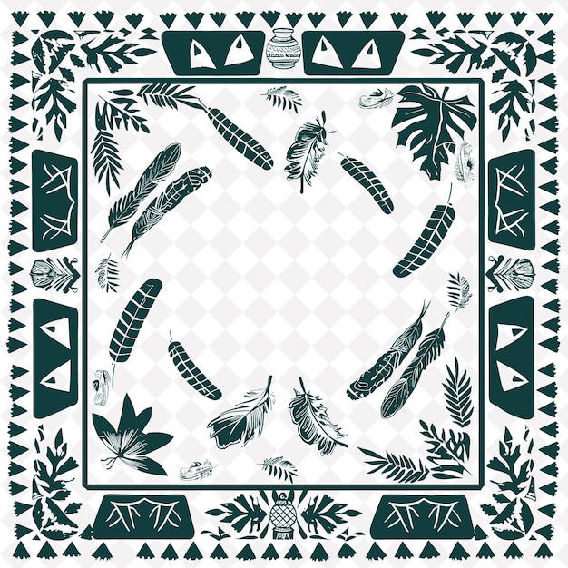 PSD png cherokee arte popolare con cesti e ceramiche per decorazioni tradizionale cornice unica decorativa