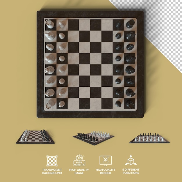 Png chess board with transparent shadown and 6 different possitions