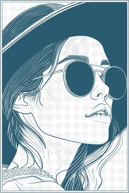 PSD png chic postcard design with a fashion forward frame style pair outline arts scribble decorative