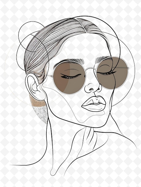PSD png chic postcard design with a high fashion frame style paired outline arts scribble decorative