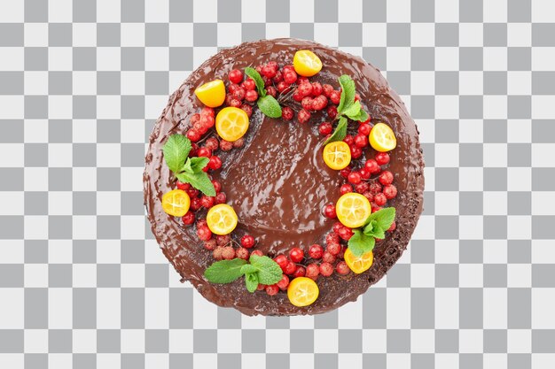 Шоколадный торт ПНГ вкусный десерт, изолированный на белом фоне
