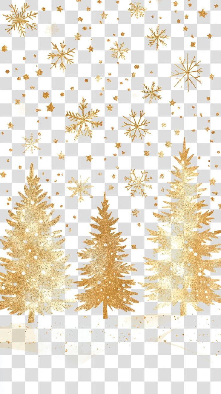 PSD png christmas pattern christmas trees snowflakes