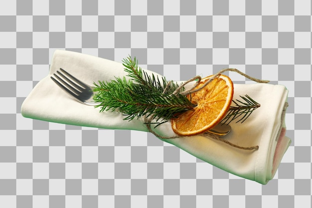 png christmas table setting cutlery isolated on white background
