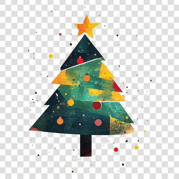 PNG Christmas tree with Baubles christmas illustration abstract