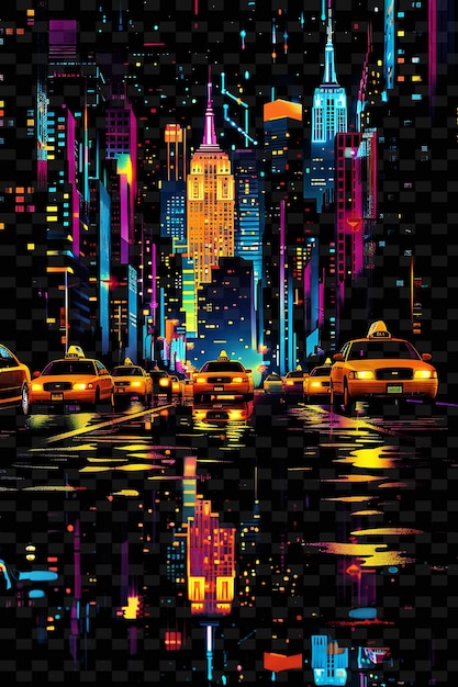 Png city tape decal с изображениями небоскребов и такси urban creative neon y2k shape decorativea