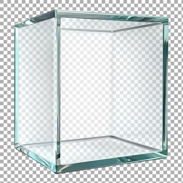 PSD png clear cube with a glass against transparent background