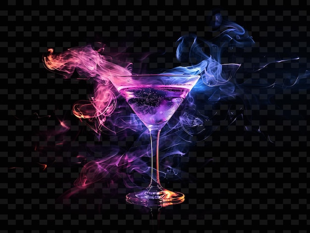 PSD png cocktail party smoke z wyrafinowanymi i klasycznymi światłami neonowymi.