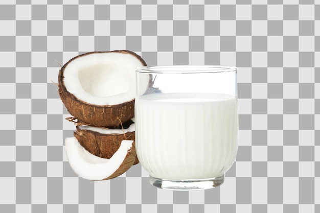 png coconut milk in a glass isolated on white background