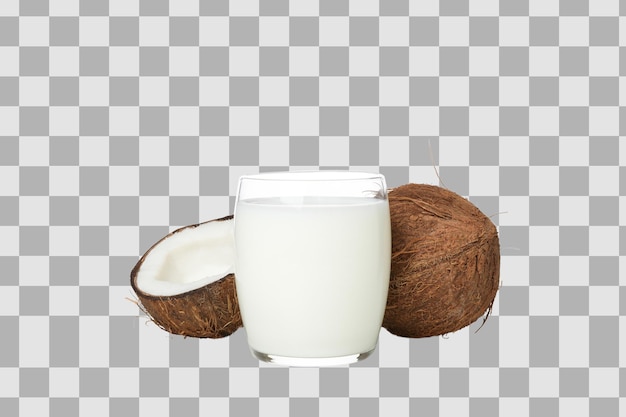 png coconut milk in a glass isolated on white background
