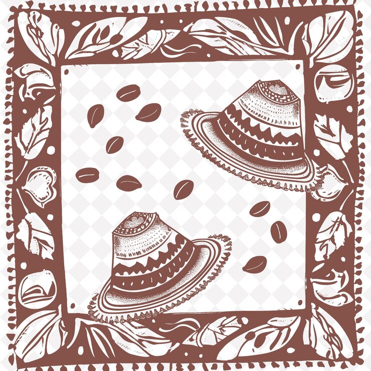 PSD png colombian folk art with sombreros vueltiaos and mochilas for traditional unique frame decorative