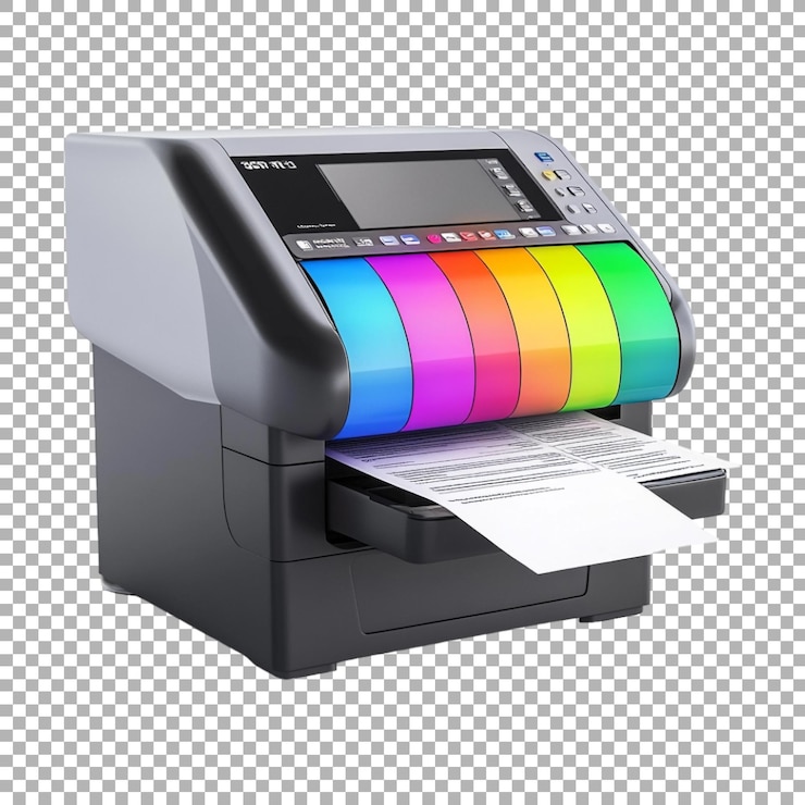 PSD png color paper printer on transparent background ai generated