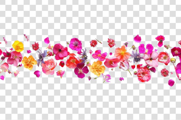 PSD パンガイ  白い  の 上 に 描か れ た 色々 な 花 の 装飾