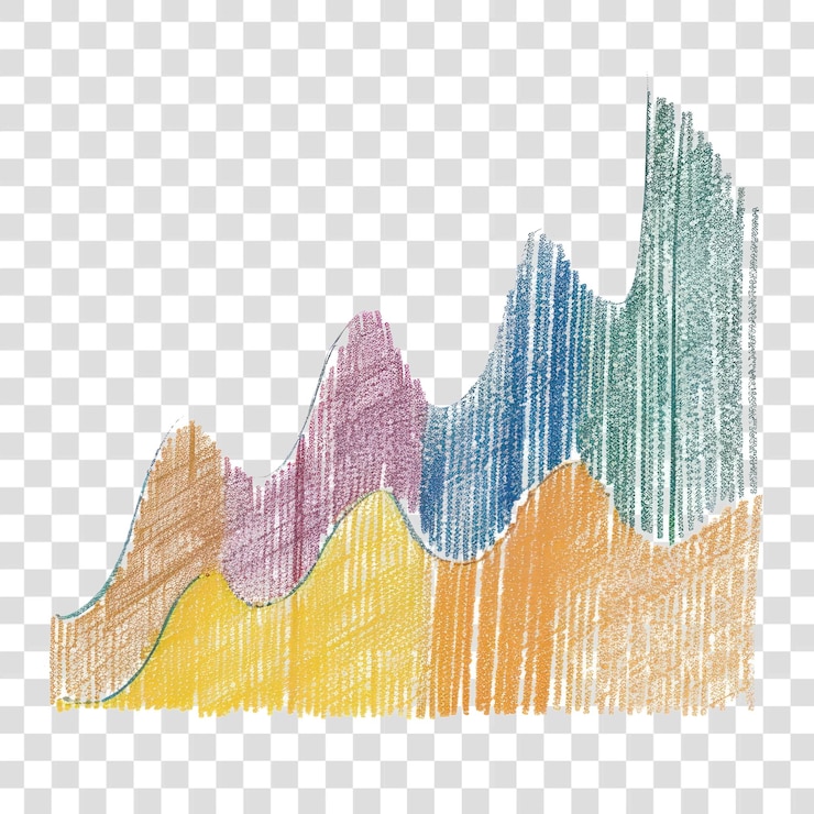 PSD png colorful handdrawn data chart