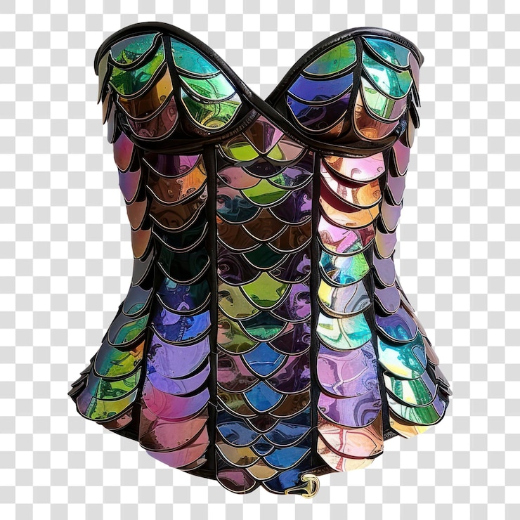 PSD png colorful mermaid scale corset