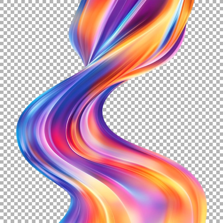 PSD png colorful wavy effect on transparent background ai generated