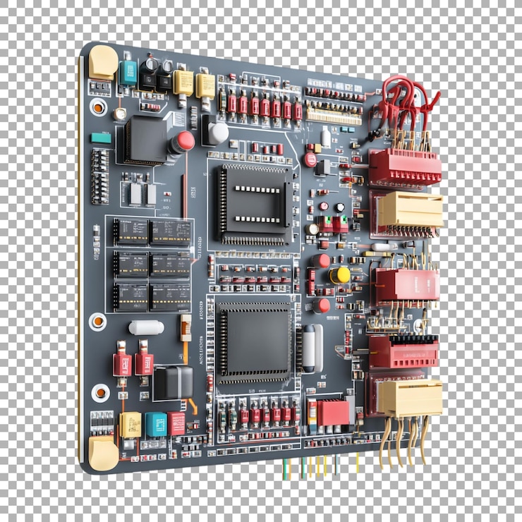 PSD png computer motherboard on transparent background ai generated