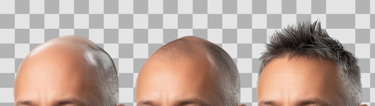 PSD png concept of hair loss treatment result before after isolated on white background generated by generative ai technology