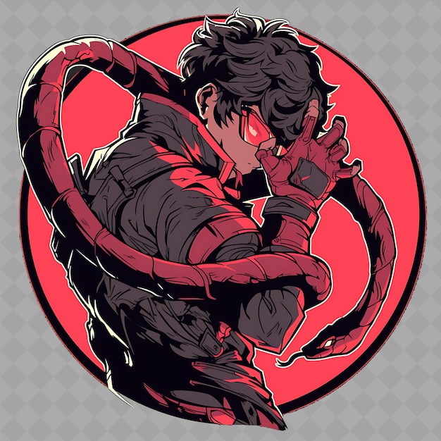 Png cool and edgy anime snake boy with snake eyes and a forked t クリエイティブ・チビ・スティッカー・コレクション