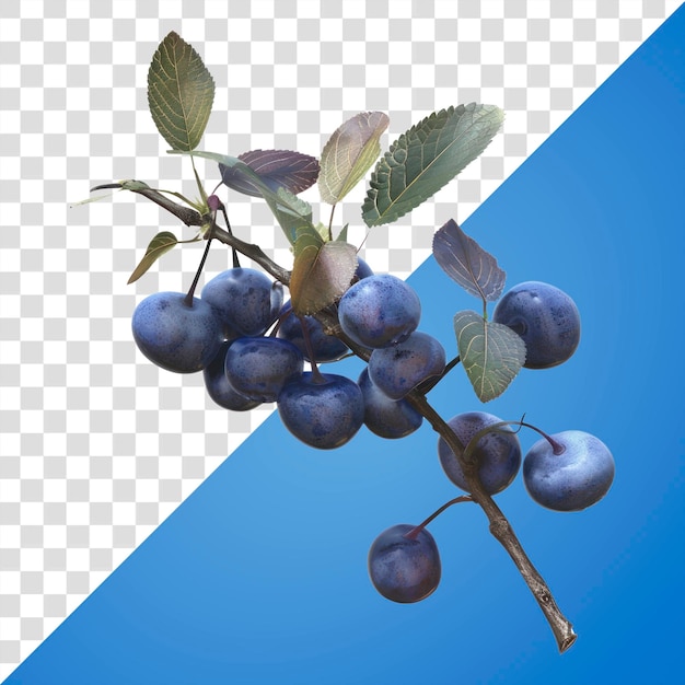 PNG Cottagecore blauwe bessen fruit illustratie