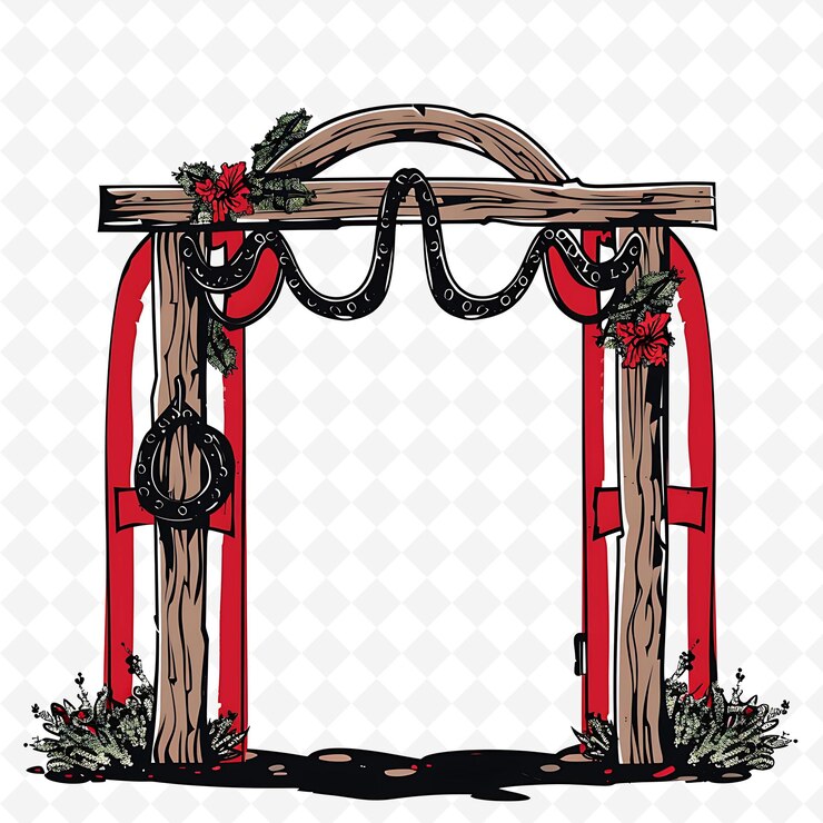 PSD png cowboy gate with western wedding decorations gate is decorat creative abstract art designs
