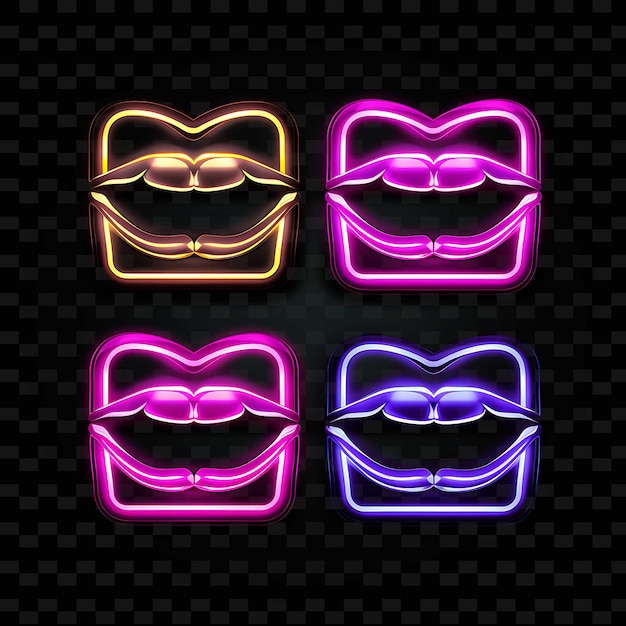 PSD png creative emoji neon line 活気のある魅力的な芸術作品のためのモダンなデザイン要素
