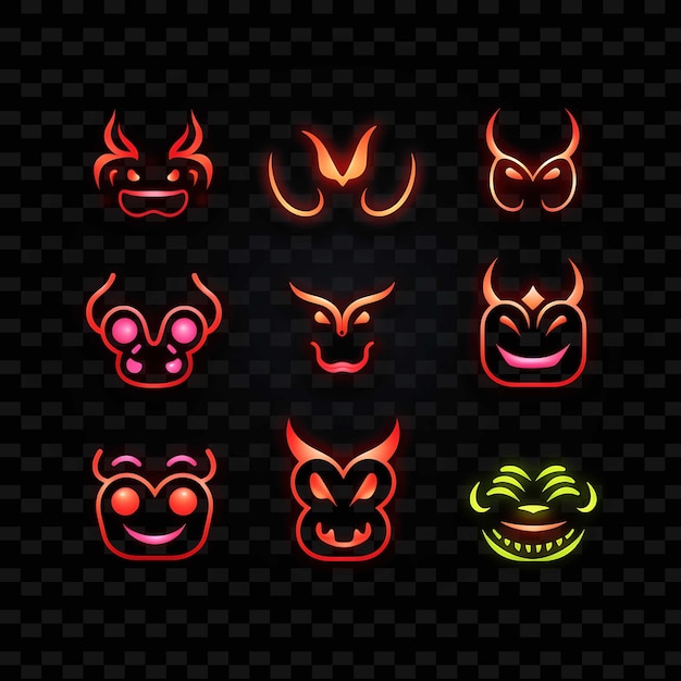 PSD png creative emoji neon line 活気のある魅力的な芸術作品のためのモダンなデザイン要素