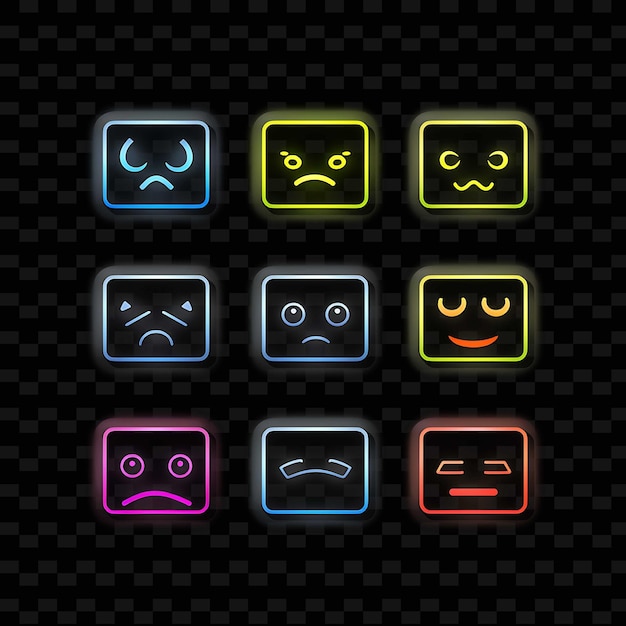 PSD png creative emoji neon line 活気のある魅力的な芸術作品のためのモダンなデザイン要素