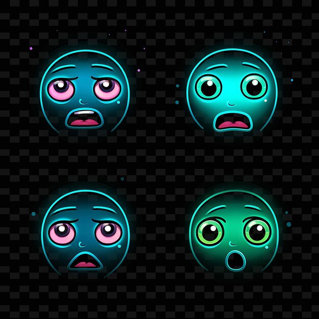 PSD png creative emoji neon line 活気のある魅力的な芸術作品のためのモダンなデザイン要素