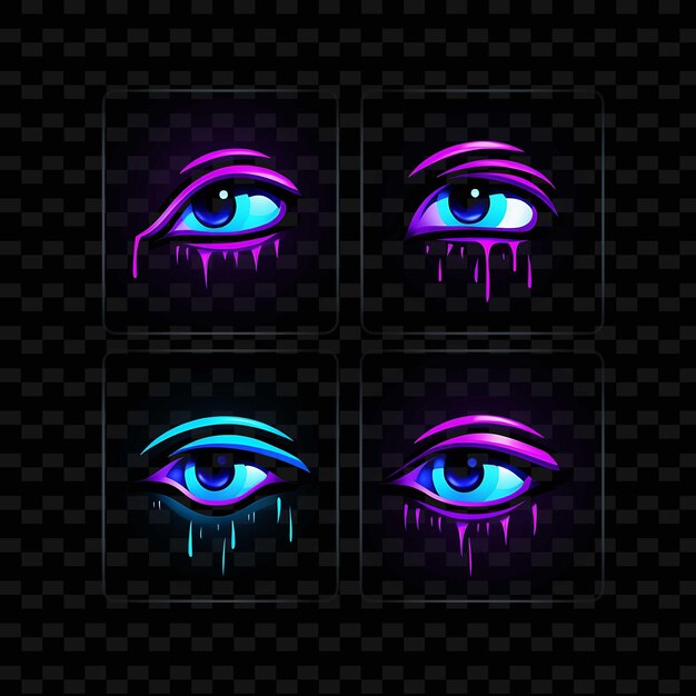 PSD png creative emoji neon line современные элементы дизайна для ярких и захватывающих произведений искусства