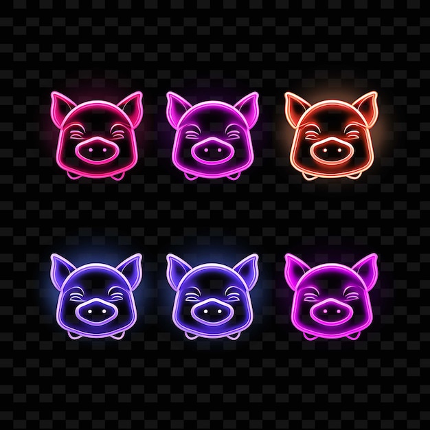 PSD png creative emoji neon line современные элементы дизайна для ярких и захватывающих произведений искусства