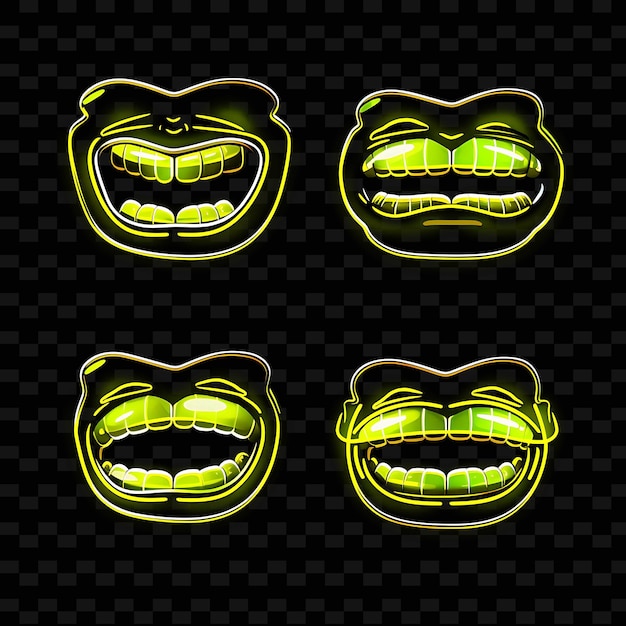 PSD png creative emoji neon line современные элементы дизайна для ярких и захватывающих произведений искусства