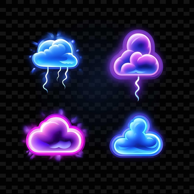 PSD png creative emoji neon line современные элементы дизайна для ярких и захватывающих произведений искусства