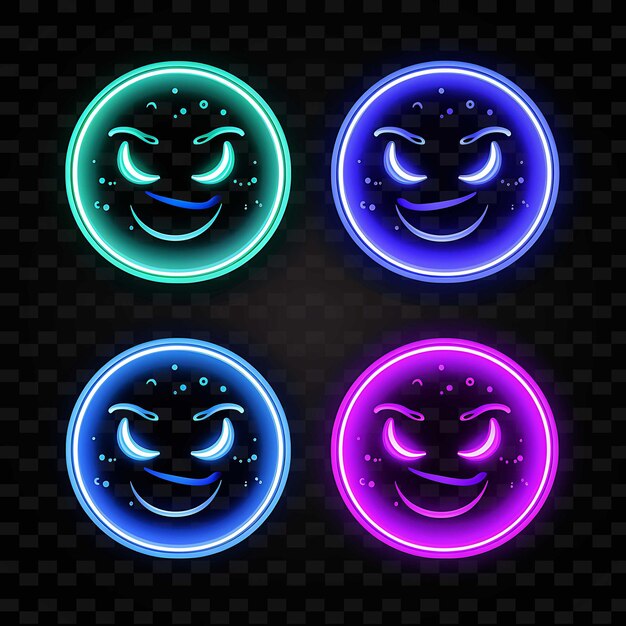 PSD png creative emoji neon line современные элементы дизайна для ярких и захватывающих произведений искусства