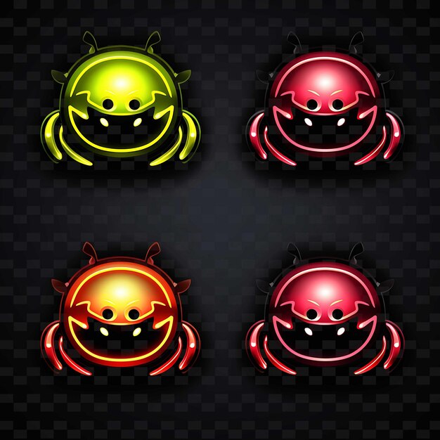 PSD png creative emoji neon line современные элементы дизайна для ярких и захватывающих произведений искусства