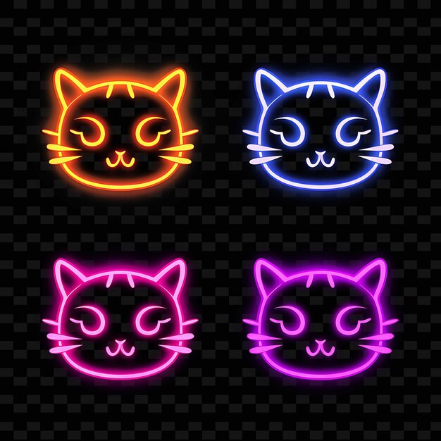 PSD png creative emoji neon line современные элементы дизайна для ярких и захватывающих произведений искусства