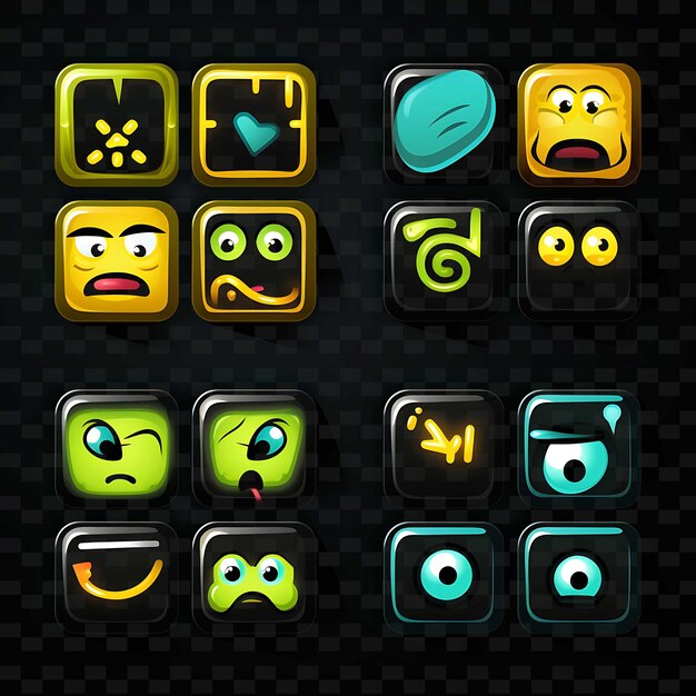 PSD png creative emoji neon line современные элементы дизайна для ярких и захватывающих произведений искусства