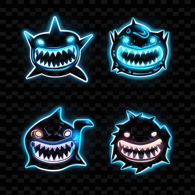 PSD png creative emoji neon line современные элементы дизайна для ярких и захватывающих произведений искусства