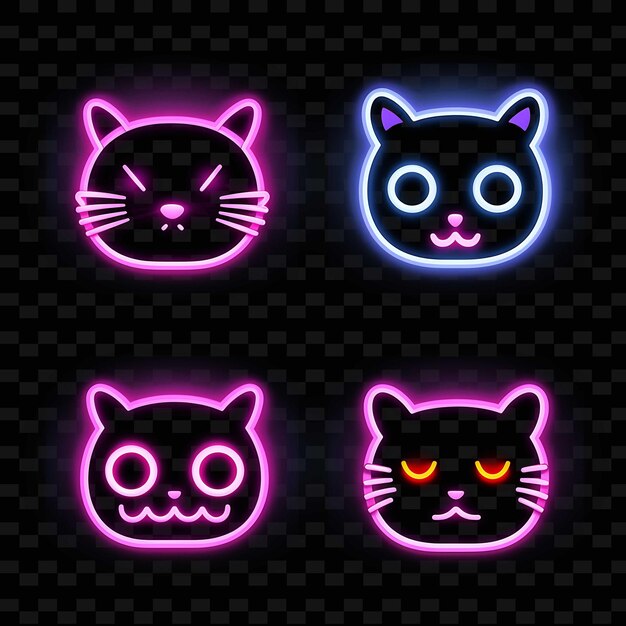 PSD png creative emoji neon line современные элементы дизайна для ярких и захватывающих произведений искусства