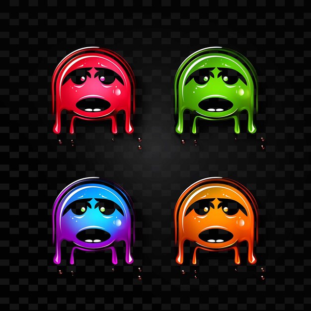 PSD png creative emoji neon line современные элементы дизайна для ярких и захватывающих произведений искусства