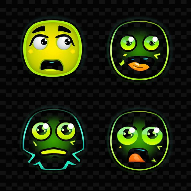 PSD png creative emoji neon line современные элементы дизайна для ярких и захватывающих произведений искусства