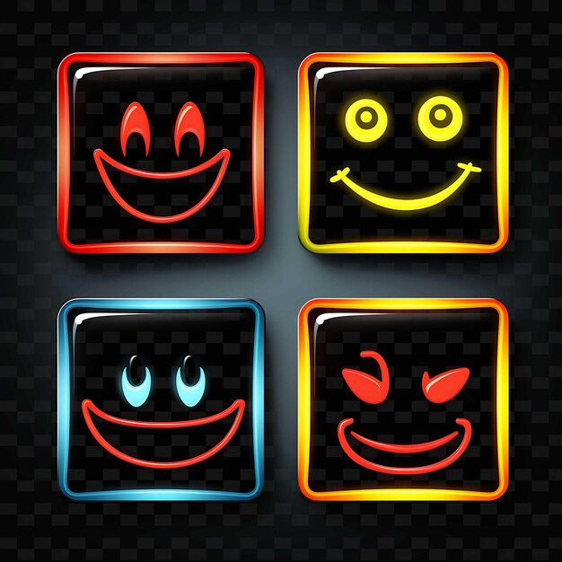 Png creative emoji neon line современные элементы дизайна для ярких и захватывающих произведений искусства