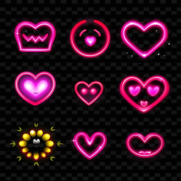 PSD png creative emoji neon line современные элементы дизайна для ярких и захватывающих произведений искусства